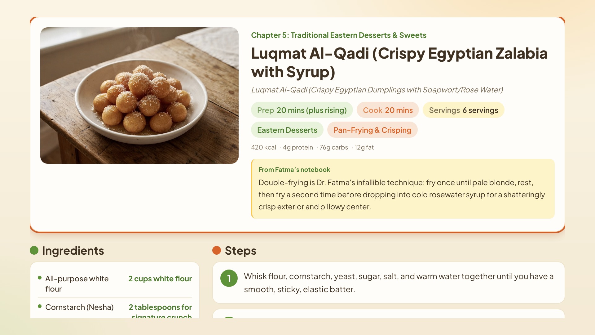 Recipe with ingredients and steps