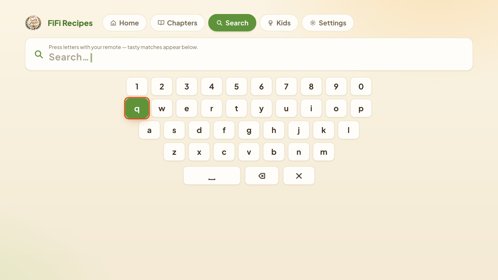 Search with the on-screen keyboard